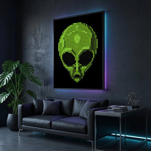 Green Alien Head Glossy Poster