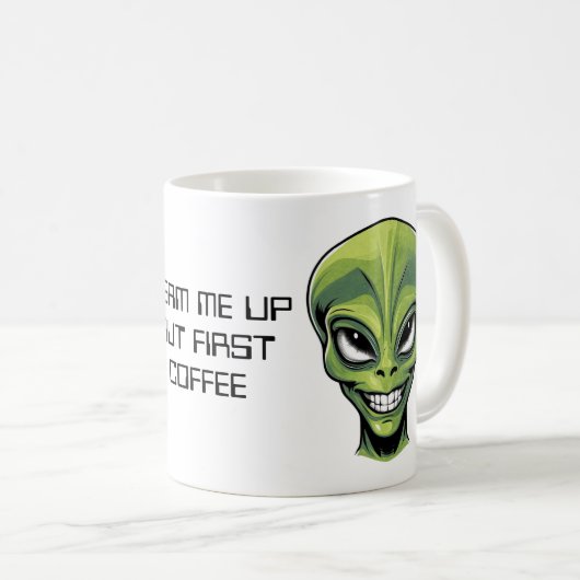 Green Alien Head Kaffeetasse (VorderseiteRechts)
