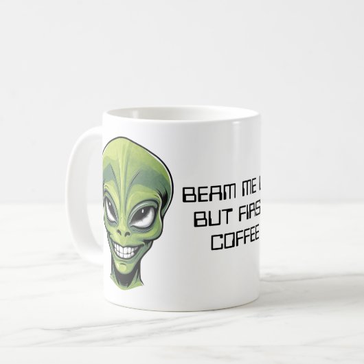 Green Alien Head Kaffeetasse (Vorderseite Links)