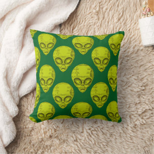 Green Alien Head Kissen