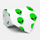 Green Alien Head Krawatte (Gerollt)