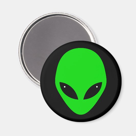 Green Alien Head Magnet (Vorderseite/Rückseite)