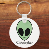 Green Alien Head Personalisiert Schlüsselanhänger (Vorderseite)