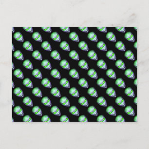 Green Alien Head Postkarte