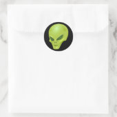 Green Alien Head Runder Aufkleber (Tasche)