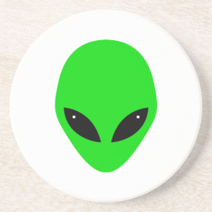 Green Alien Head Sandstein Untersetzer