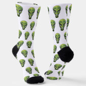 Green Alien Head Socken (Gewinkelt)