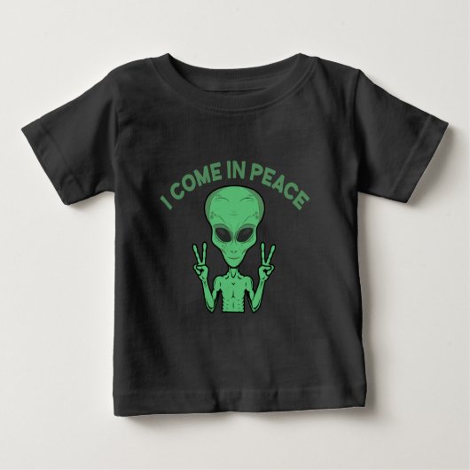 Green Alien I come in Peace Extraterrestrische UFO Baby T-shirt (Vorderseite)