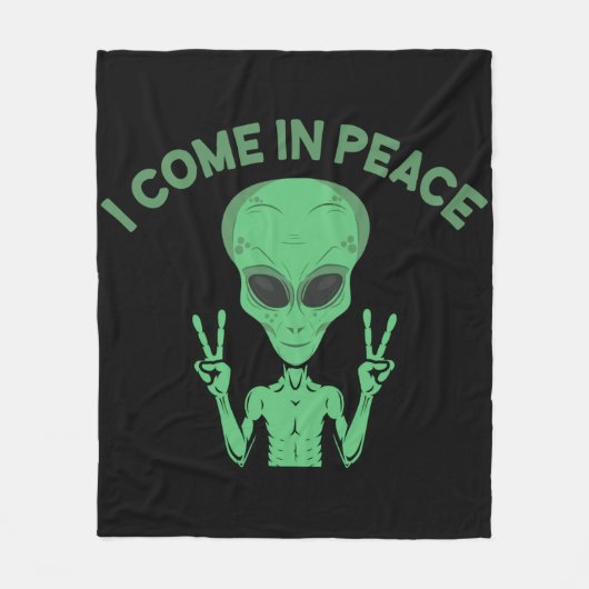 Green Alien I come in Peace Extraterrestrische UFO Fleecedecke (Vorderseite)