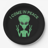 Green Alien I come in Peace Extraterrestrische UFO Pappteller (Vorderseite)