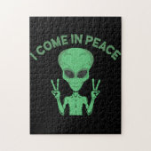 Green Alien I come in Peace Extraterrestrische UFO Puzzle (Vertikal)