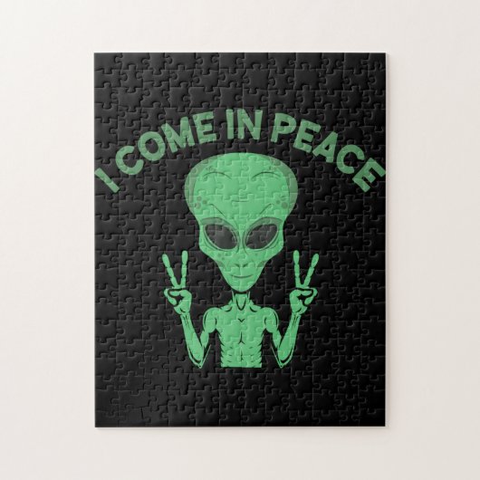 Green Alien I come in Peace Extraterrestrische UFO Puzzle (Vertikal)