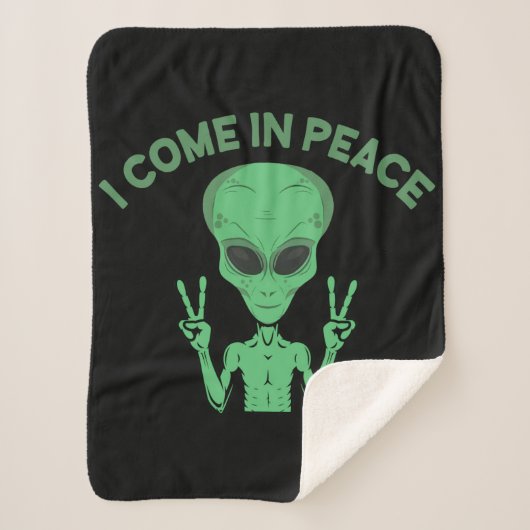 Green Alien I come in Peace Extraterrestrische UFO Sherpadecke (Vorderseite)