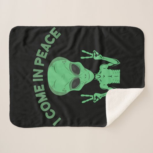 Green Alien I come in Peace Extraterrestrische UFO Sherpadecke (Vorderseite (Horizontal))