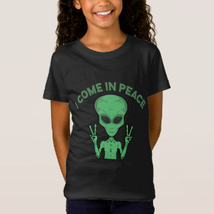 Green Alien I come in Peace Extraterrestrische UFO T-Shirt