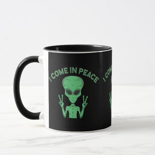 Green Alien I come in Peace Extraterrestrische UFO Tasse (Links)