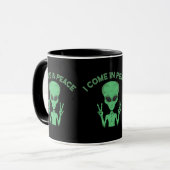 Green Alien I come in Peace Extraterrestrische UFO Tasse (Vorderseite Links)