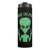 Green Alien I come in Peace Extraterrestrische UFO Thermosbecher (Vorderseite)
