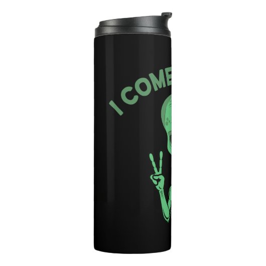 Green Alien I come in Peace Extraterrestrische UFO Thermosbecher (Nach links gedreht)