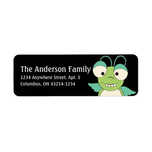 Green Alien Outer Space Fun Address Labels d1 (Vorne)