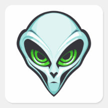 Green Alien Portrait Head Logo