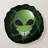 Green Alien Round Throw Kissen (Rückseite)