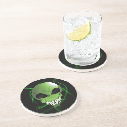 Green Alien Sandstone Drink Untersetzer (Seite)