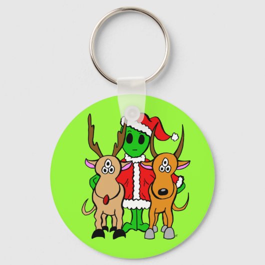 Green Alien Santa Schlüsselanhänger (Vorderseite)