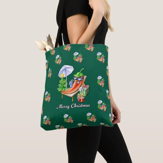 Green All-Over-Print frohe Weihnachts-Chili Tasche (Von Nahem)