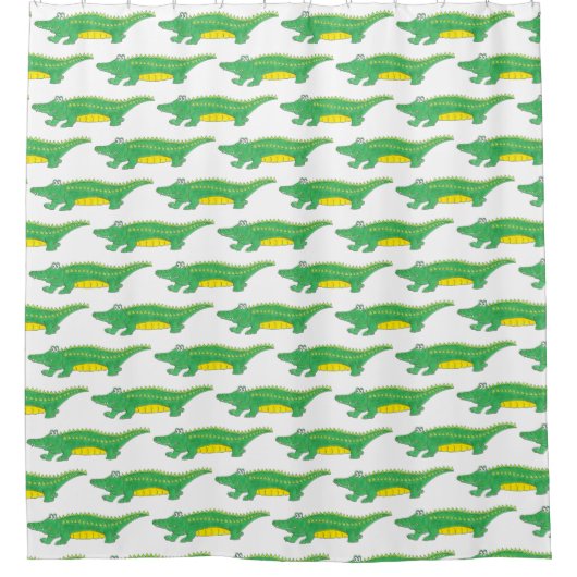 Green Alligator Croc Crocodile Gator Tier Duschvorhang (Vorderseite)