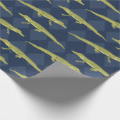 Green Alligator Navy Blue Gemustert Geschenkpapier (Ecke)