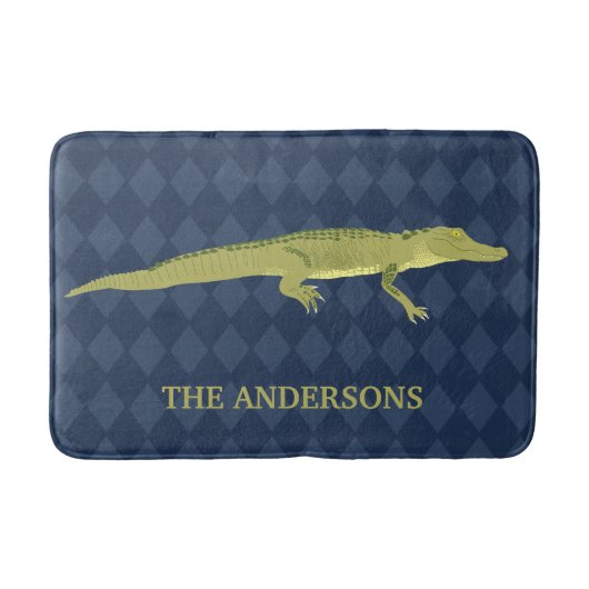 Green Alligator realistische Grafik Personalisiert Badematte (Vorderseite)