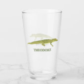 Green Alligator realistische Grafik Personalisiert Glas (Rückseite)
