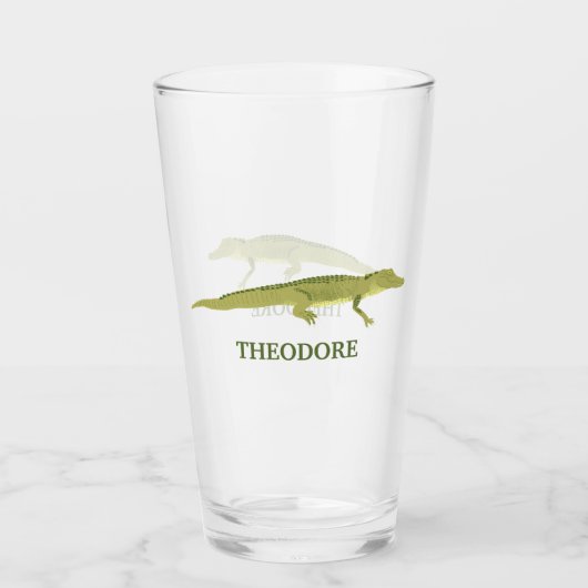 Green Alligator realistische Grafik Personalisiert Glas (Vorderseite)