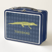 Green Alligator realistische Grafik Personalisiert Metall Brotdose (Vorderseite)