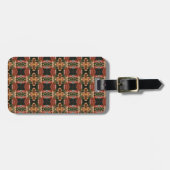 Green & Amber Ikat Pouf Gepäckanhänger (Vorderseite horizontal)