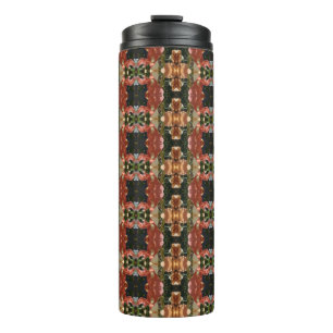 Green & Amber Ikat Pouf Thermosbecher