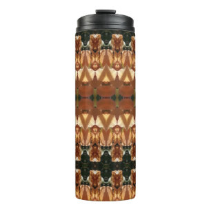 Green & Amber Ikat Thermosbecher