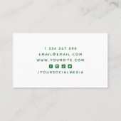 Green American Football Coach Player Social Media Visitenkarte (Rückseite)