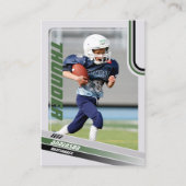 Green American Football Trading Card for Kids Telefonnummerkarte (Vorderseite)