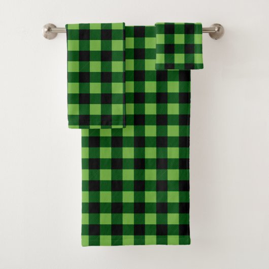 Green and Black Buffalo Plaid Badhandtuch Set (Insitu)