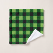 Green and Black Buffalo Plaid Badhandtuch Set (Waschlappen)