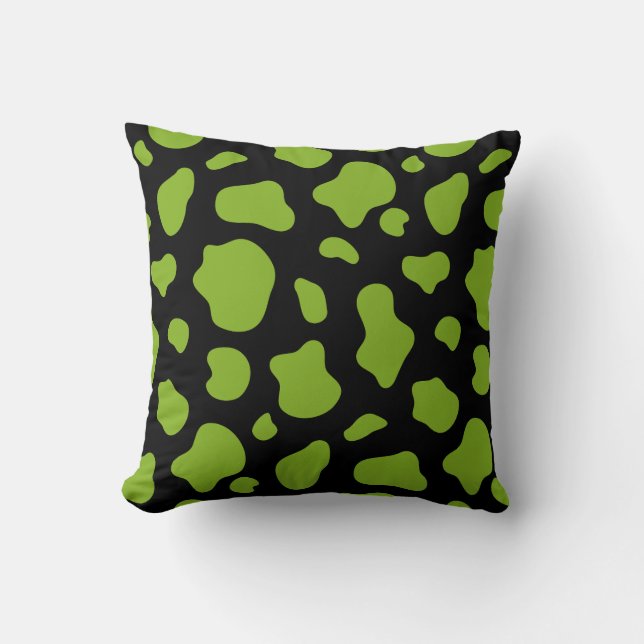 Green and black Cow Print Decorative Pillow Kissen (Vorderseite)