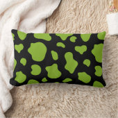 Green And Black Cow Print Decorative Pillow Lendenkissen (Decke)
