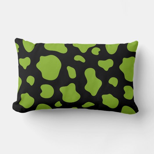 Green And Black Cow Print Decorative Pillow Lendenkissen (Vorderseite)