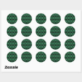 Green and black diamond pattern runder aufkleber (Blatt)