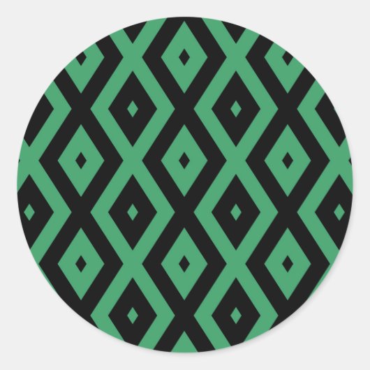 Green and black diamond pattern runder aufkleber (Vorderseite)