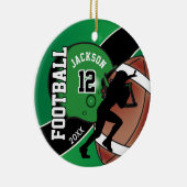 Green and Black Football Player Keramik Ornament (Rechts)