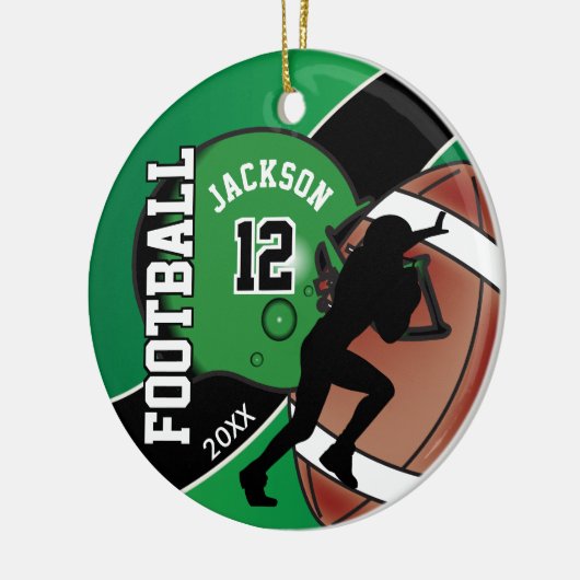 Green and Black Football Player Keramik Ornament (Links)