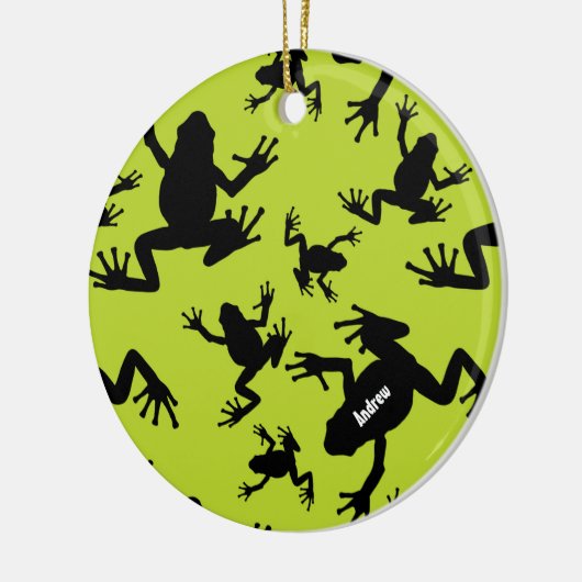 Green and Black Frog Pattern Kinder Weihnachten Keramik Ornament (Links)
